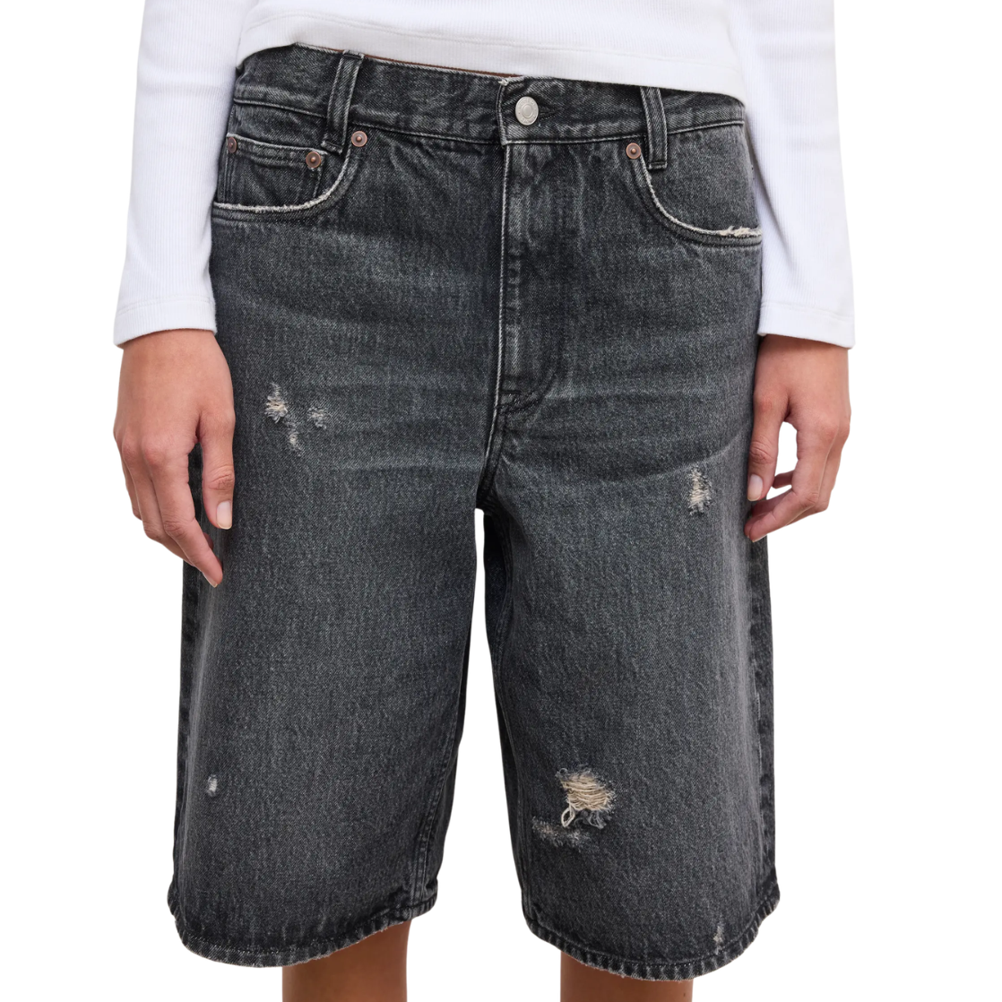 Black Baggy Fit Denim Shorts
