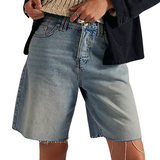Montana Raw Hem Denim Shorts Cowgirl Blues