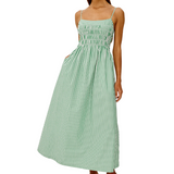 Primrose Dress Emerald Stripe