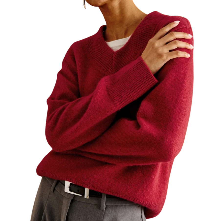 Lidya V neck Knit Crimson