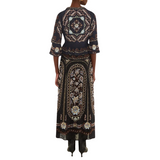 Daniela Black Baroque Print Maxi Dress