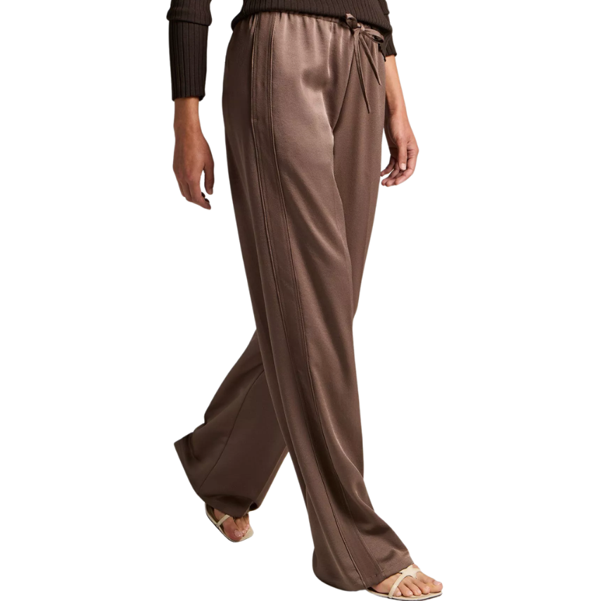 Mid Waist Crepe Pull On Pant Taupe