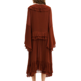 Wilhelmina Chiffon Midi Dress Rust