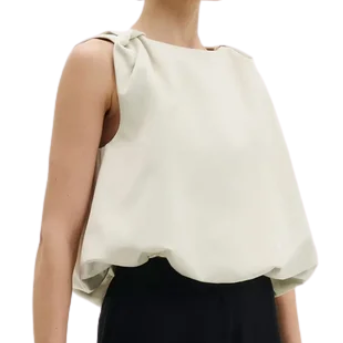 Valentina Knotted Shoulder Top Pearl