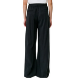 Rim Elastic Waisted Pants Black