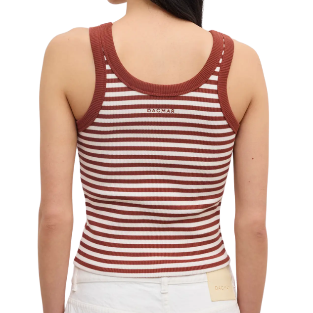 Ribbed White/Red Tank Top