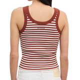 Ribbed White/Red Tank Top