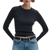 The Essential Rib Crew LS Black