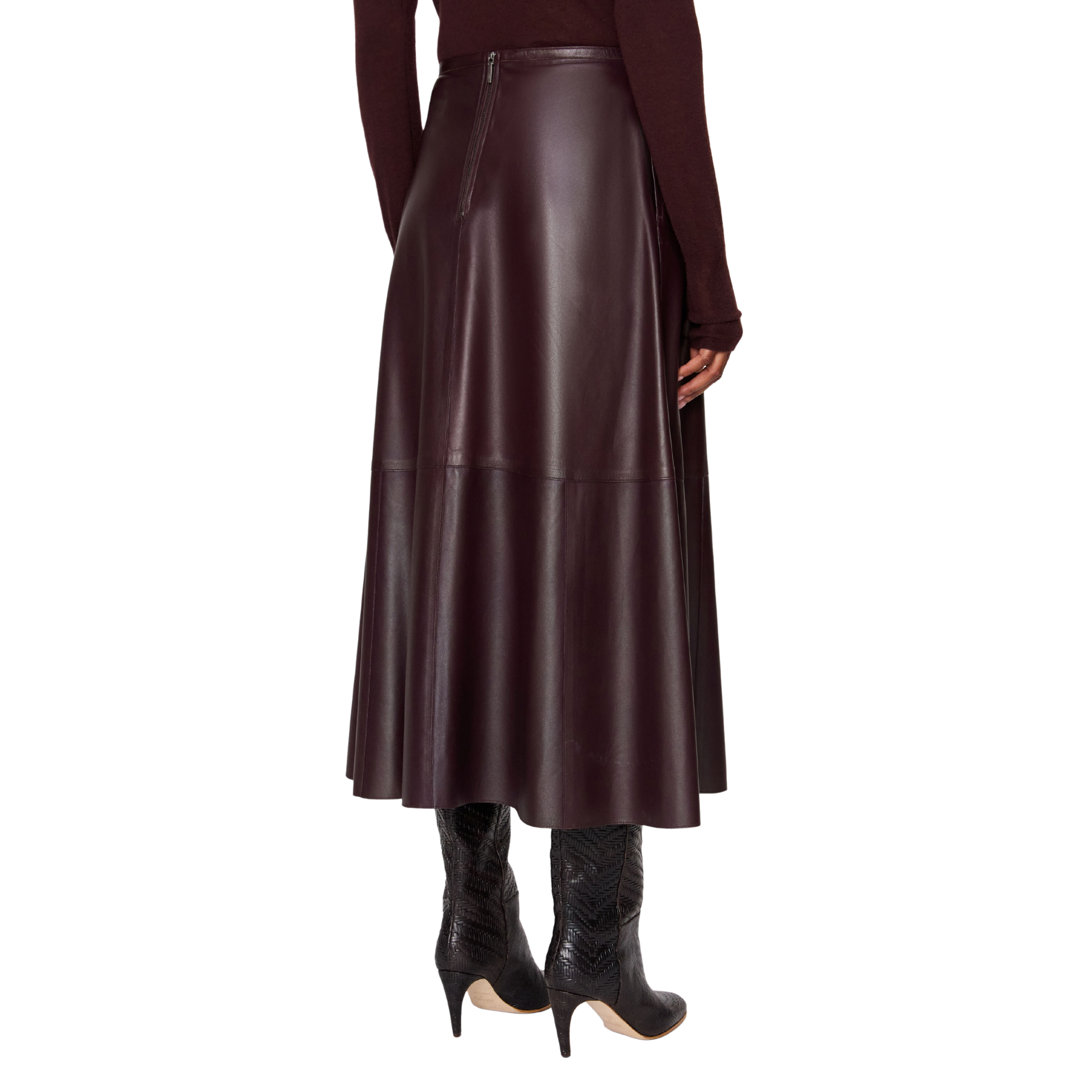 Helius Mahogany Soft Nappa Leather Skirt