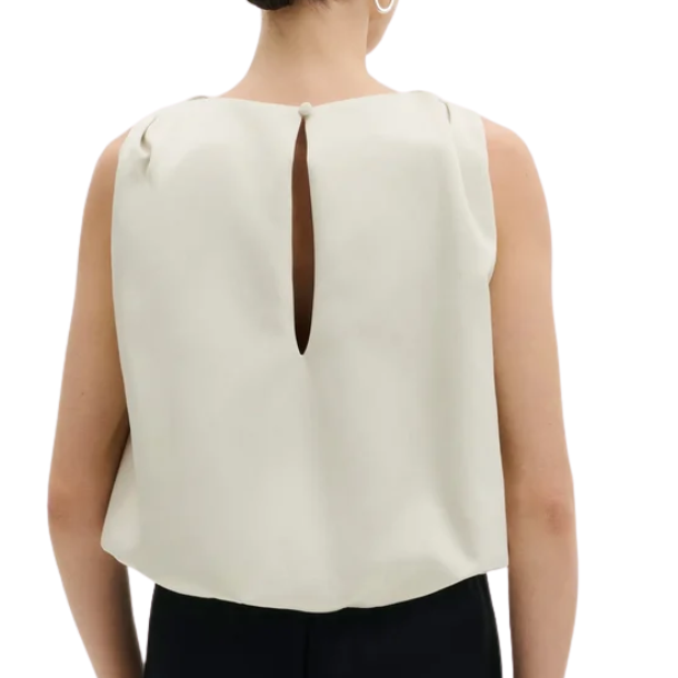 Valentina Knotted Shoulder Top Pearl
