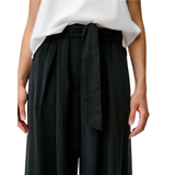 Rim Elastic Waisted Pants Black