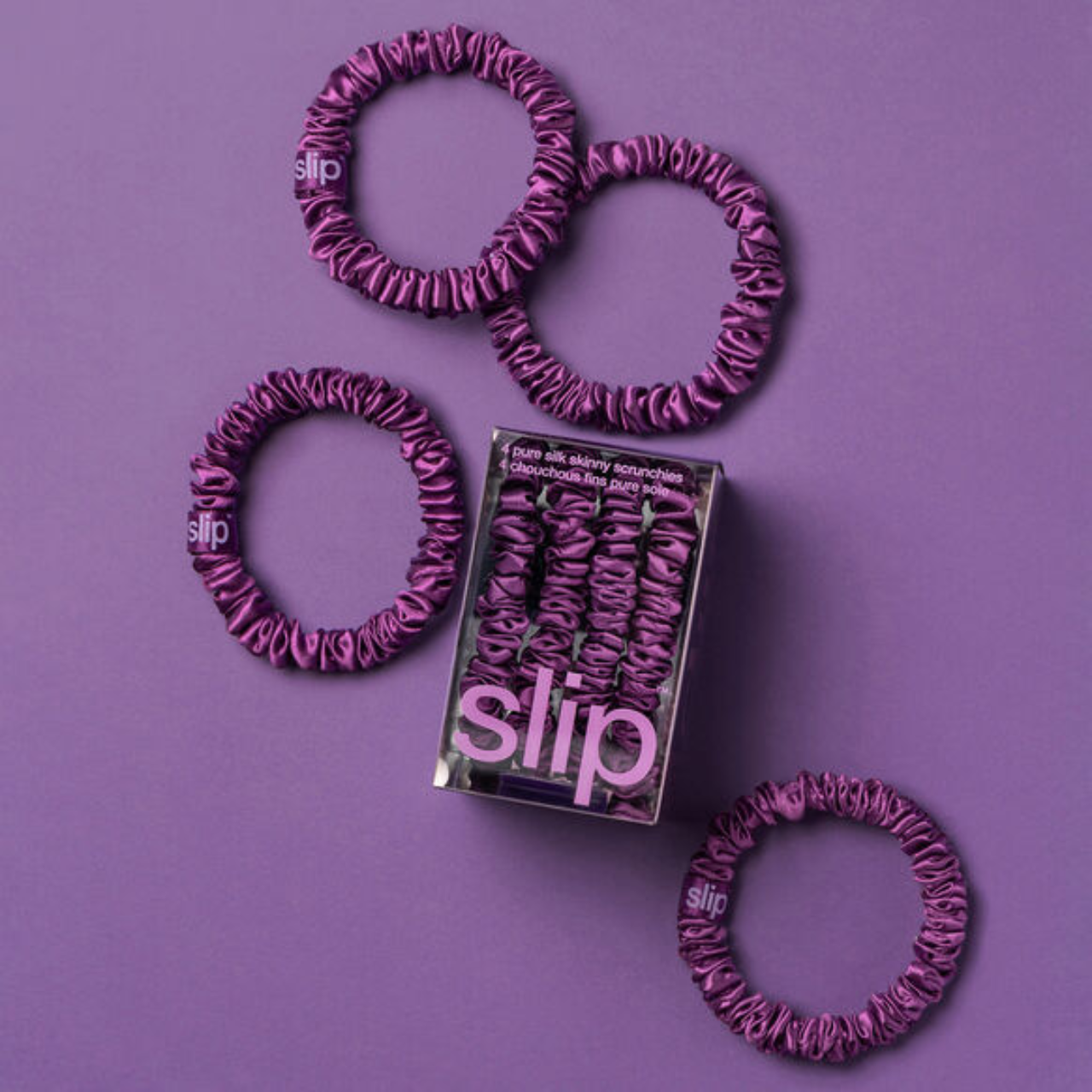 Skinny Scrunchies Set Of 4 Purple
