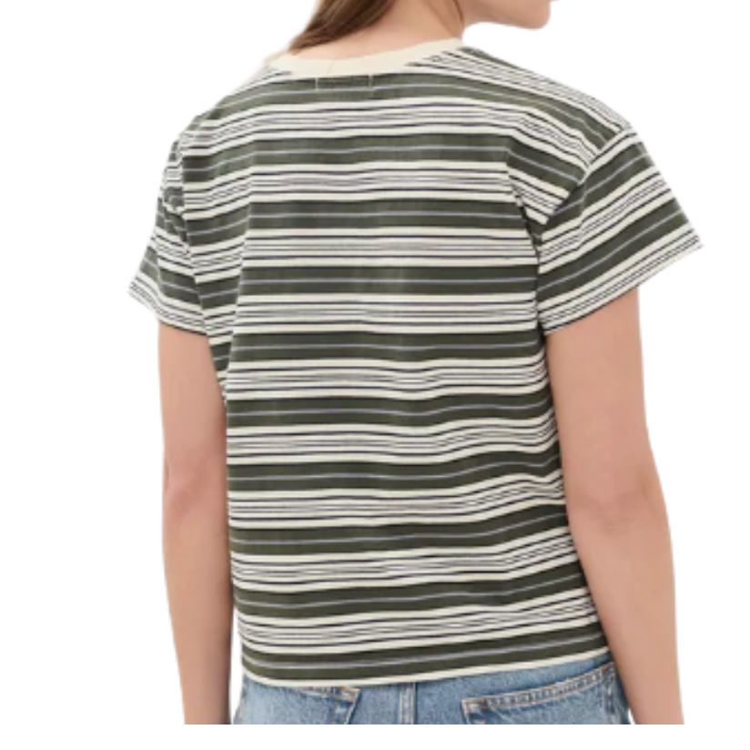 Kelly Green Stripe Boxy Tee