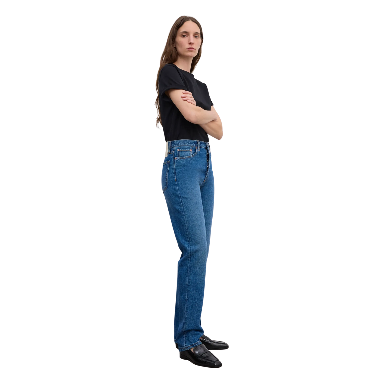 Dark Blue Straight Denim Jeans