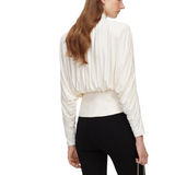 Cream Tie Neck Jersey Top