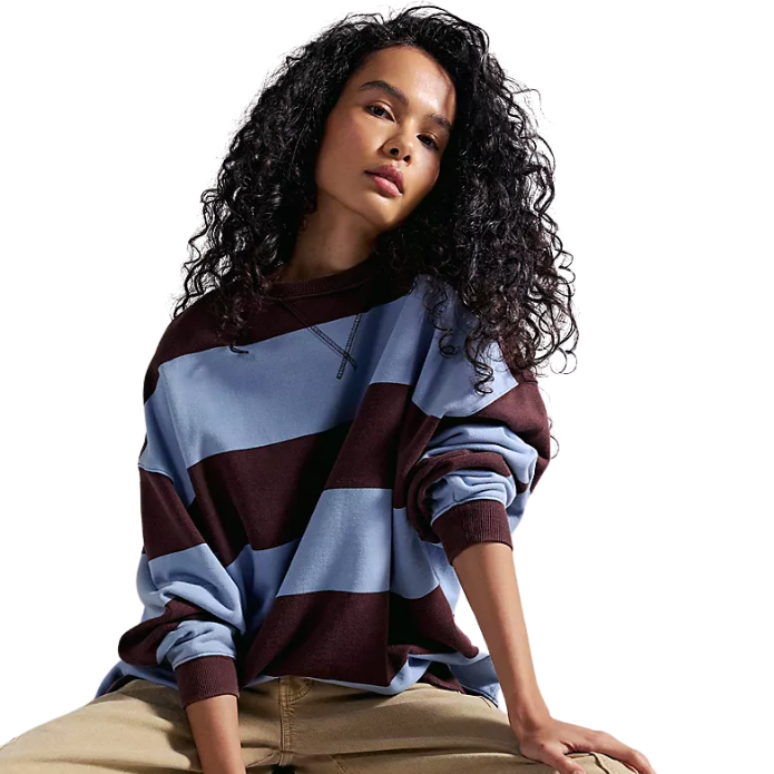 Classic Stripe Crew Wide Periwinkle