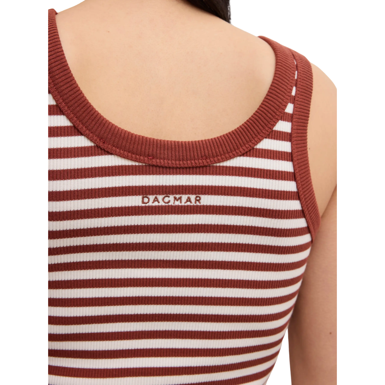 Ribbed White/Red Tank Top