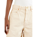 Ecru Square Denim Mid-Length Shorts