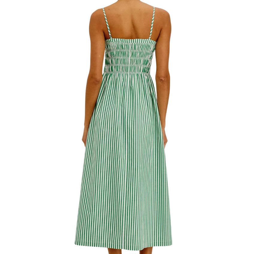 Primrose Dress Emerald Stripe