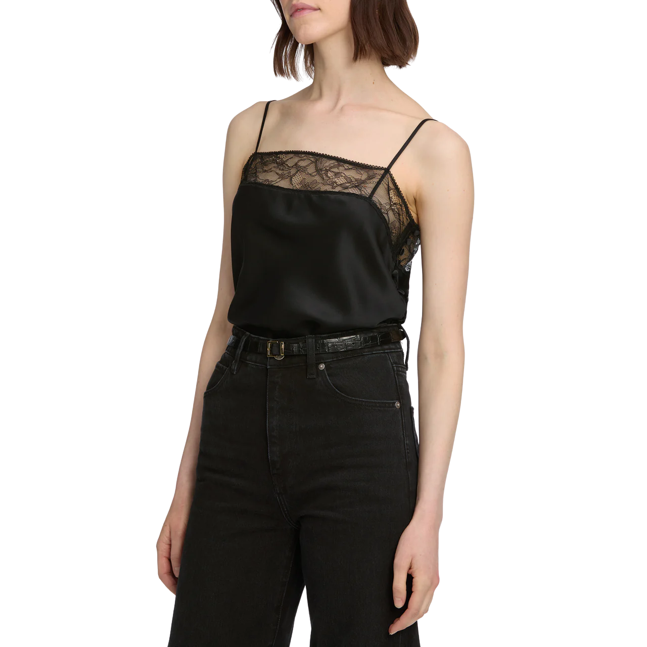 The Lace Insert Cami Black