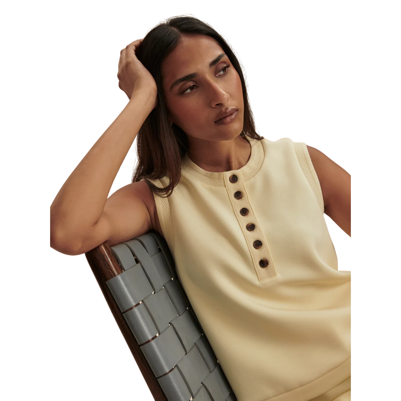 Marla Button Tank Anise Flower