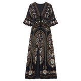 Daniela Black Baroque Print Maxi Dress
