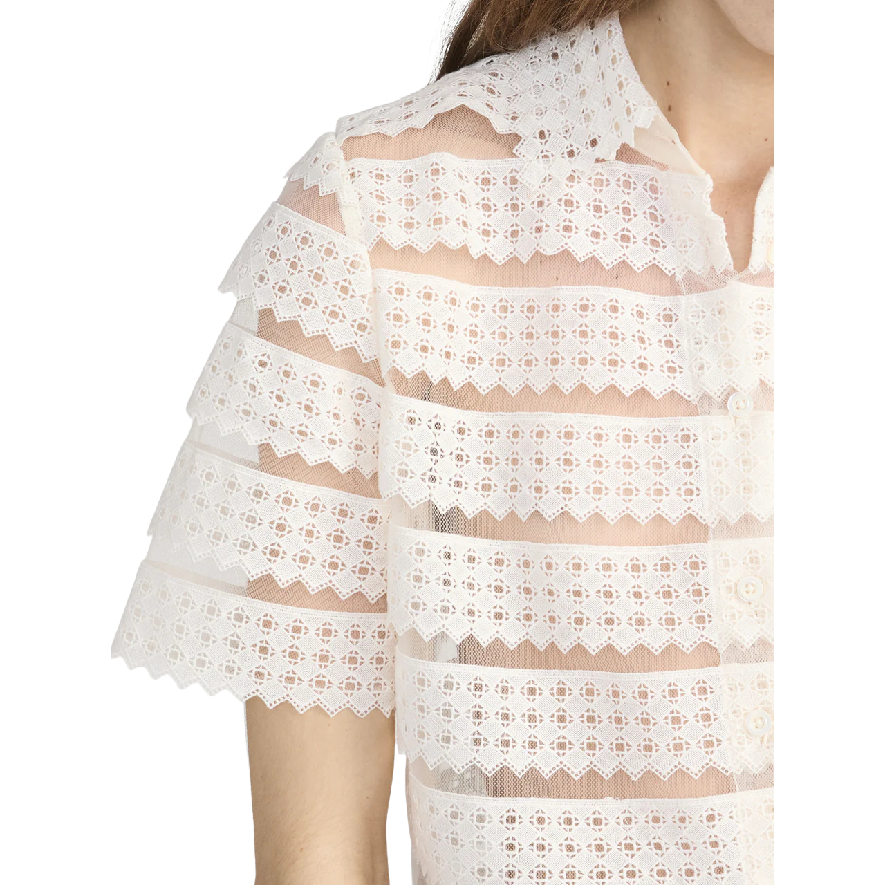 The Lattice Crochet Blouse Cream
