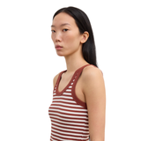 Ribbed White/Red Tank Top