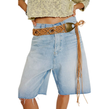 Montana Raw Hem Denim Shorts Cowgirl Blues