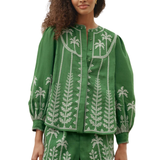 Green Cross Stitch Embroidery Blouse