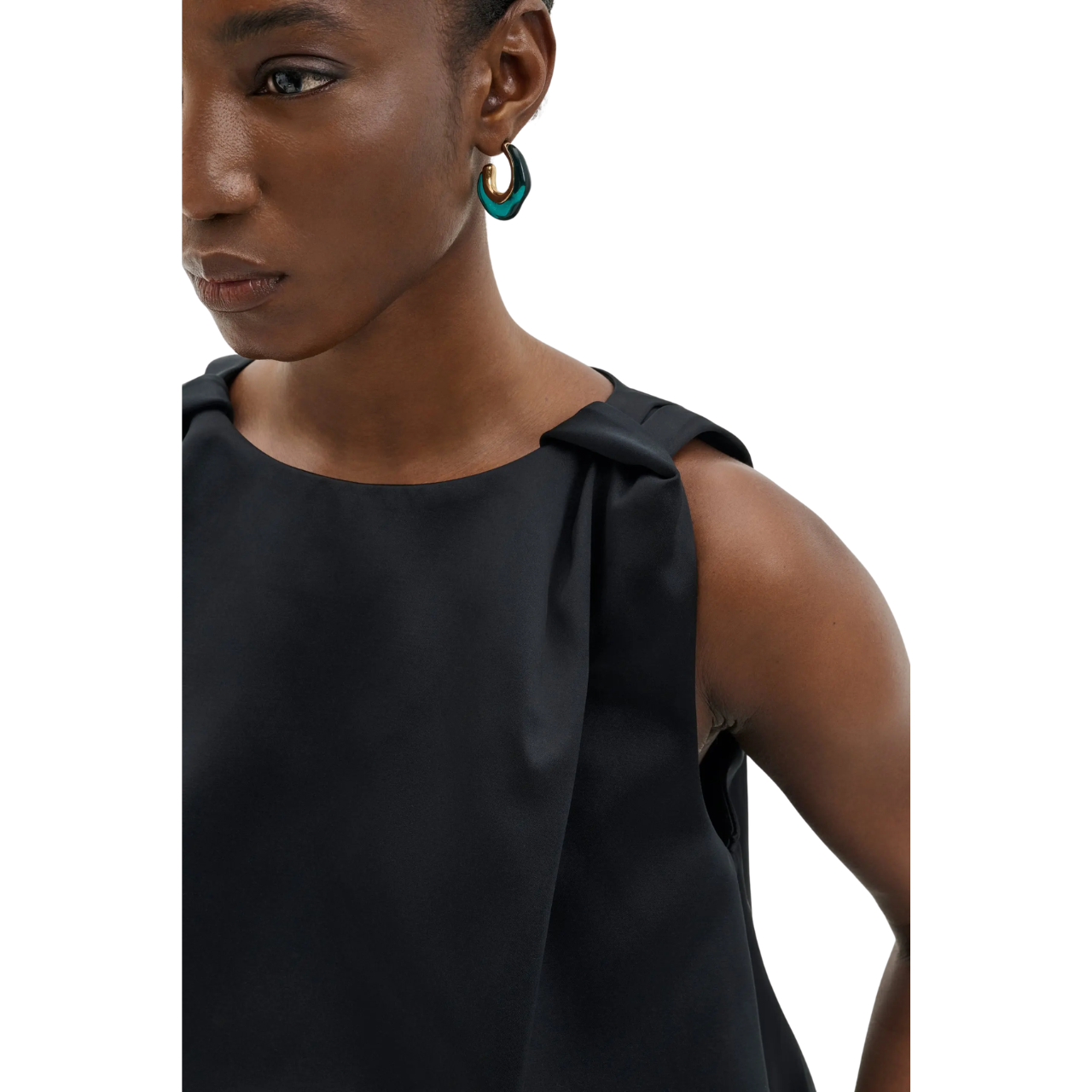 Valentina Knotted Shoulder Top Black