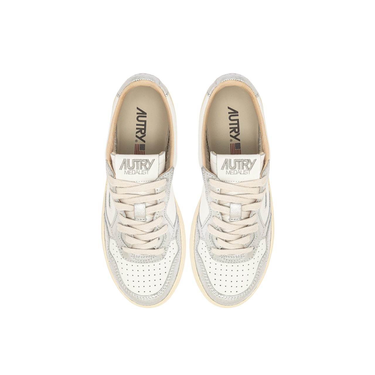 Medalist Low White Silver Trainers