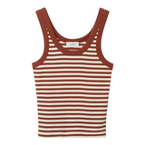 Ribbed White/Red Tank Top