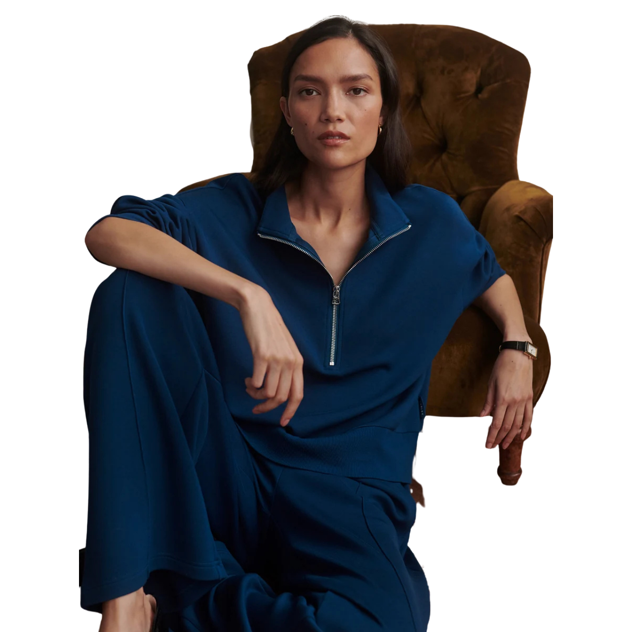 Mavis Mock Neck Sweat Sea Blue