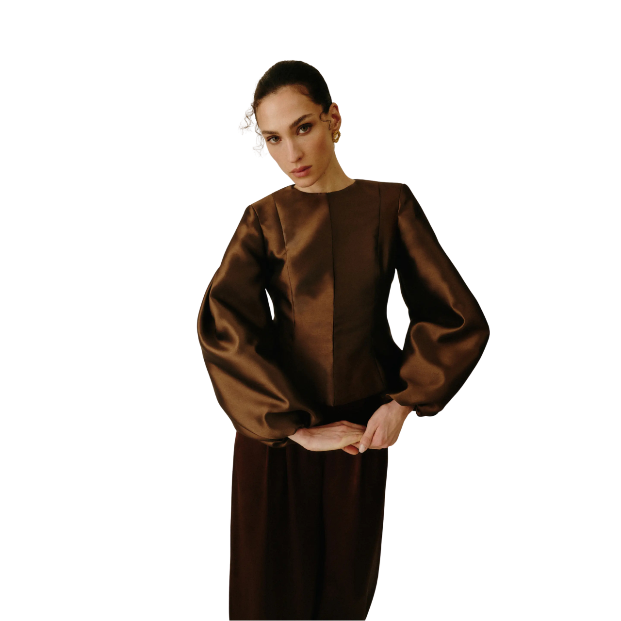 Vendela Balloon Sleeve Blouse Brown
