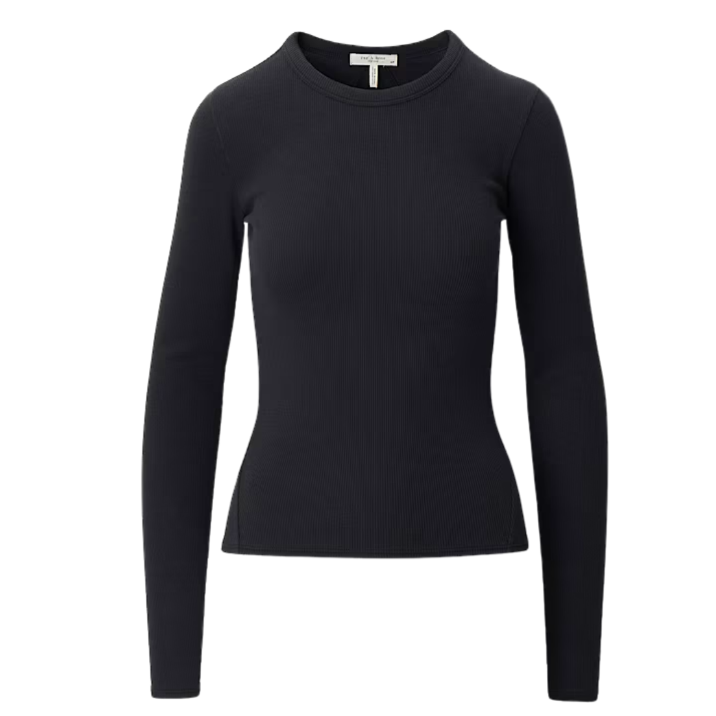 The Essential Rib Crew LS Black