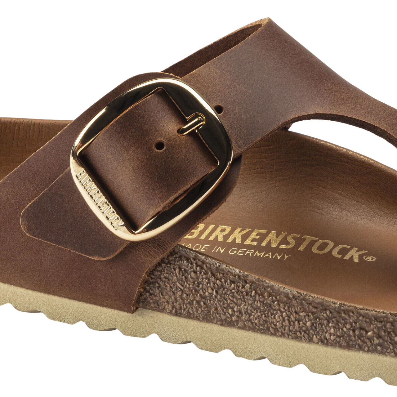 Gizeth Big Buckle Sandals Cognac