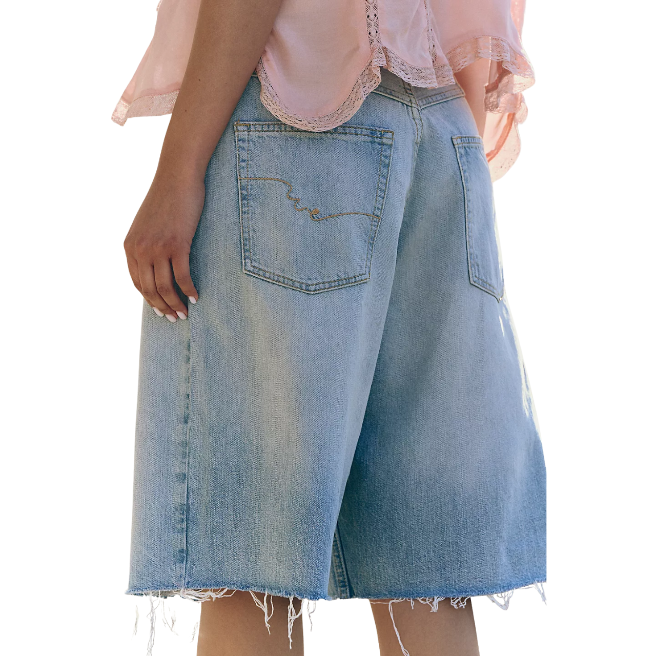 Montana Raw Hem Denim Shorts Cowgirl Blues