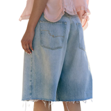 Montana Raw Hem Denim Shorts Cowgirl Blues