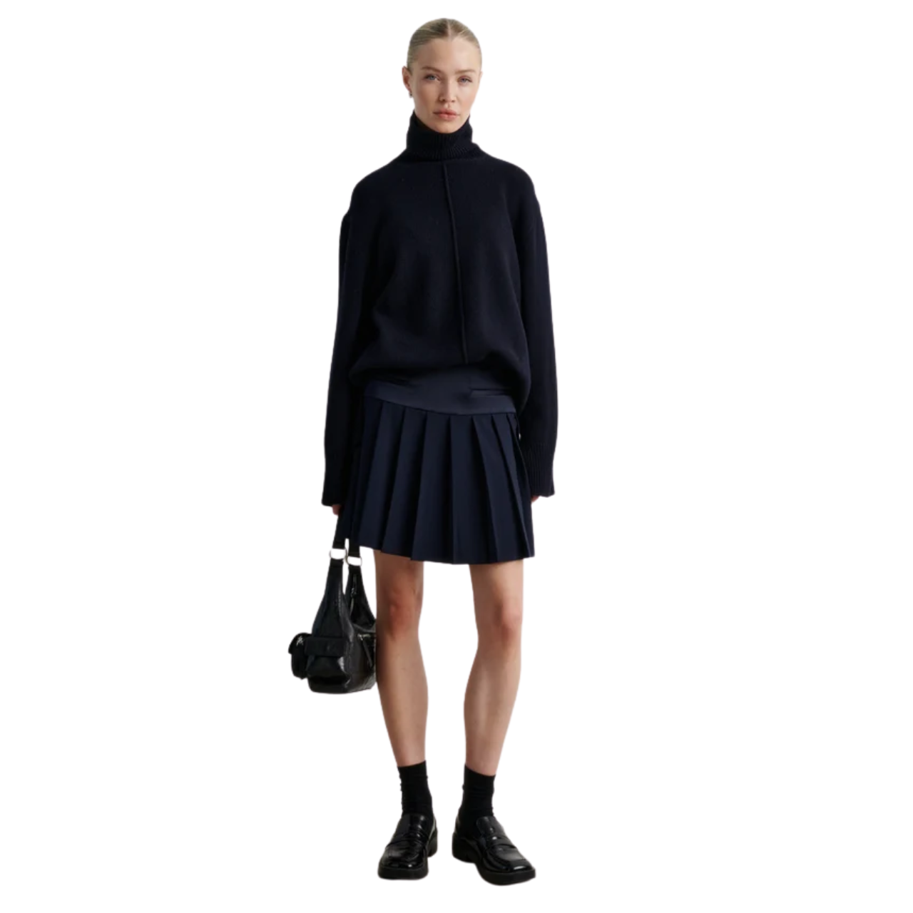Alpha Knit Slit T-Neck Night Sky