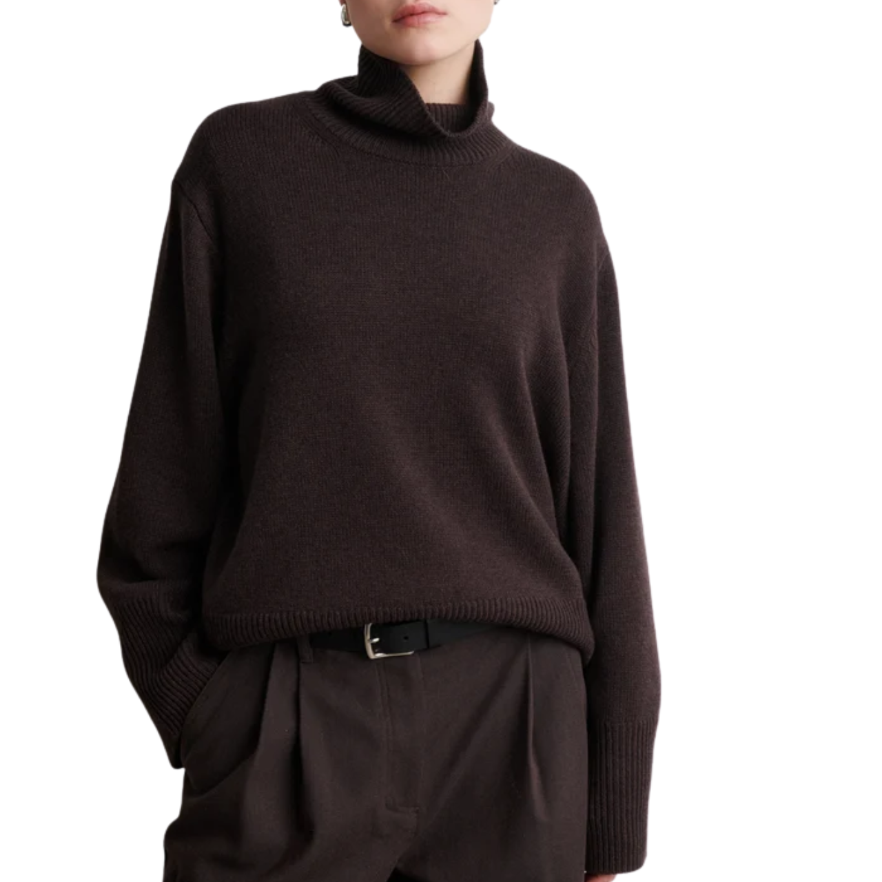 Alpha Knit T Neck Brown