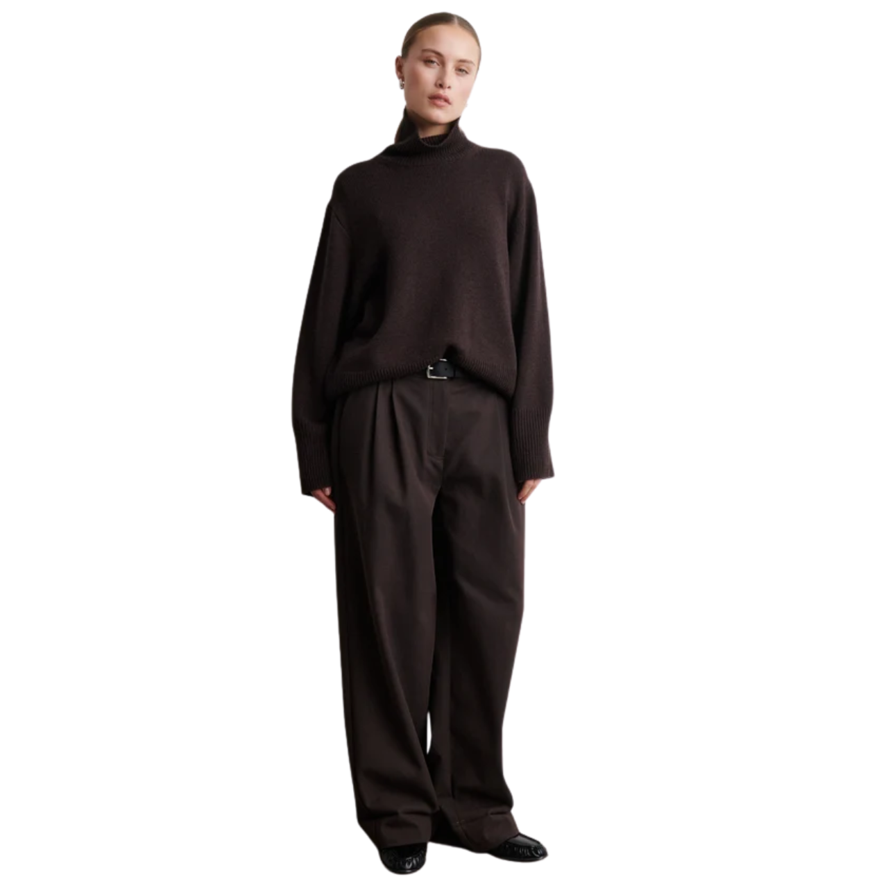 Alpha Knit T Neck Brown