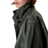 Alvann Funnel Neck Leather Jacket