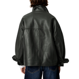 Alvann Funnel Neck Leather Jacket