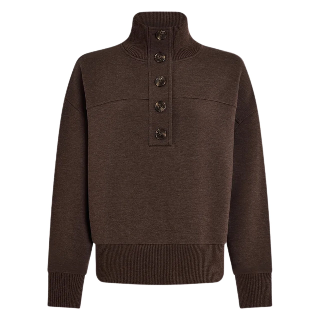 Bronya Coffee Marl Button Sweat