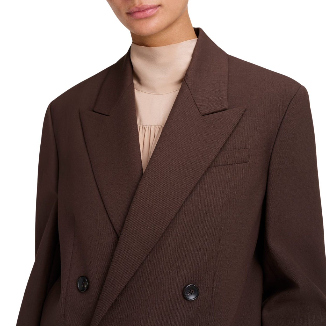 Calla Coffee Double-Breasted Jacket