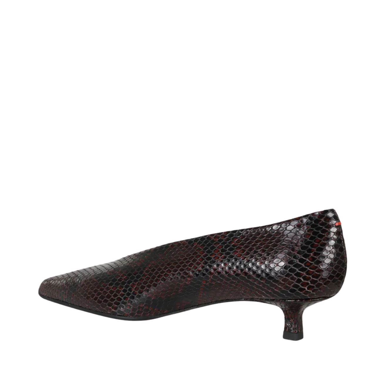 Clara Pointed Toe Snake-Print Heeled Leather Pumps