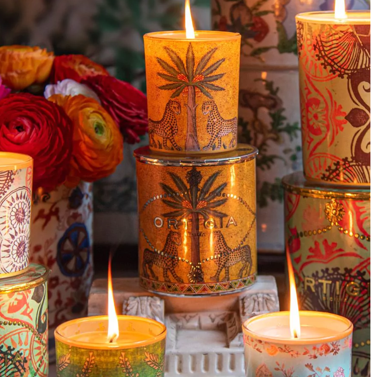 Decorated Candle Ambra Nera 380g