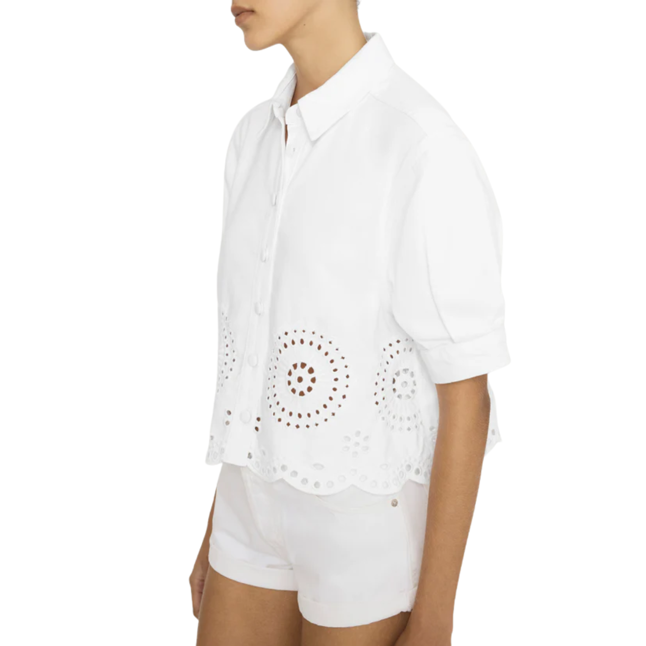 Eyelet Billow Sleeve Shirt White