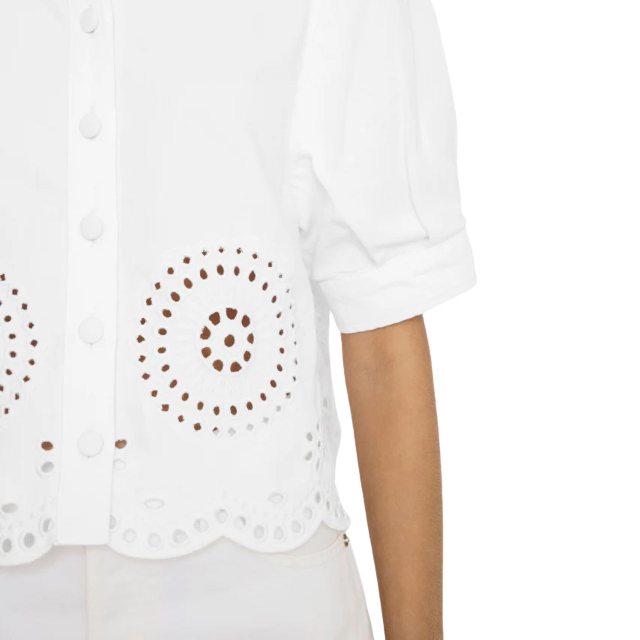 Eyelet Billow Sleeve Shirt White